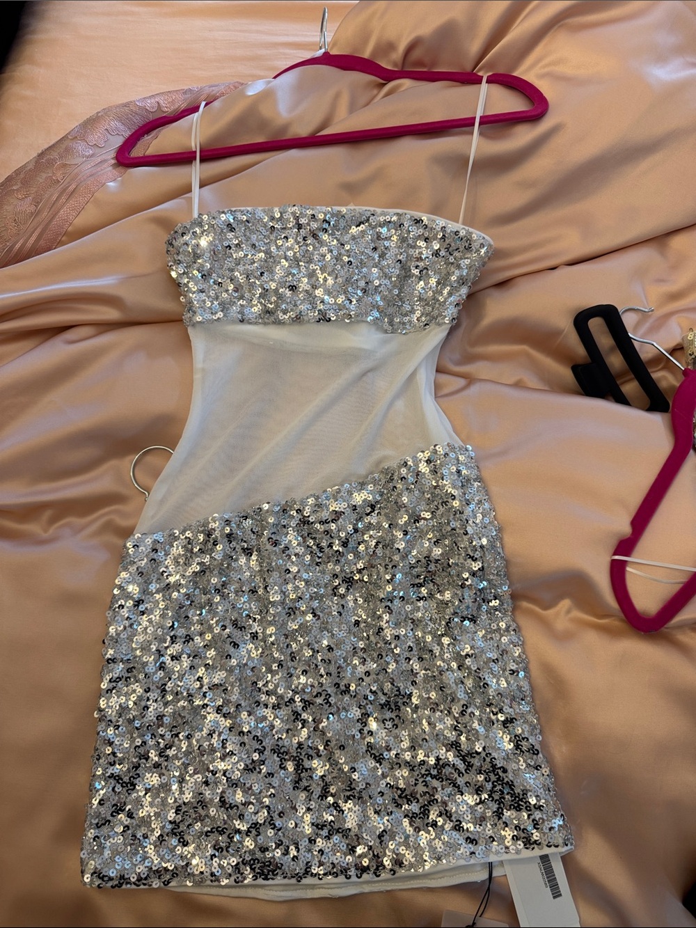 Never worn superdown White Sequin Cowl Neck Mini Dress - Picture 2 of 4